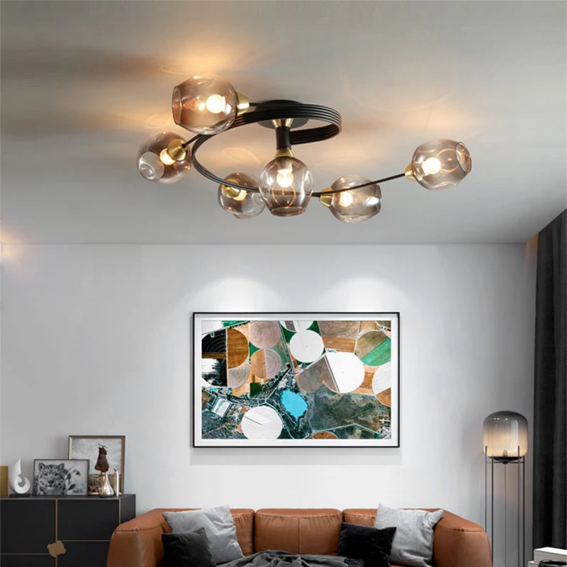 Nordic LED Ceiling Chandeliers Modern Glass Retro Pendant Lamp For Living Dining Room Kitchen Bedroom Cafe Indoor Decor Lights