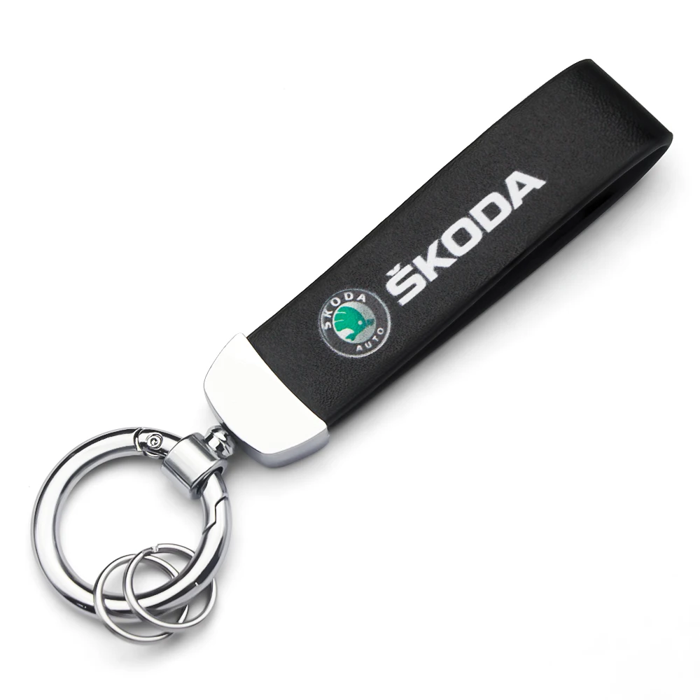 

Car 3D Metal Leather Styling Keychain Key Chain Ring Accessories For Skoda Honda PEUGEOT Volvo Hyundai Ford Fiat Seat KIA Suzuki