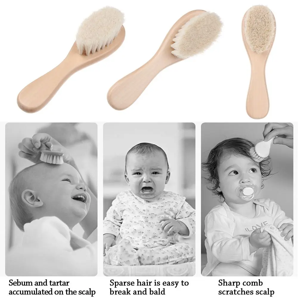 

Head Massager Newborn Soft Bristles Scrub Baby Brush Natural Hair Brush Baby Hairbrush Infant Comb