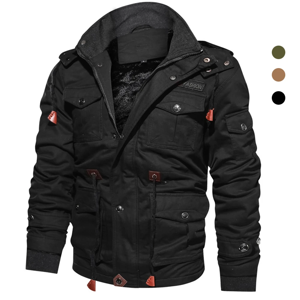 Mens Fleece Inner Winter Jackets Coats Thick Warm Hooded Coats Thermal Thicker Outerwear Male Military Jackets Parkas Size S-5XL