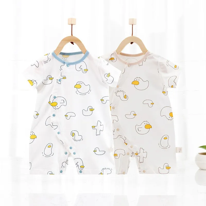 

Jenny&Dave Baby clothes 2023 summer short-sleeved rompers crawling clothes baby thin pajamas air conditioning clothes baby cotto