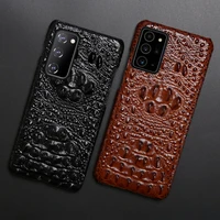 genuine leather cowhide phone case for samsung galaxy s20 s21 s22 ultra s21fe case note 20 ultra crocodile head texture case