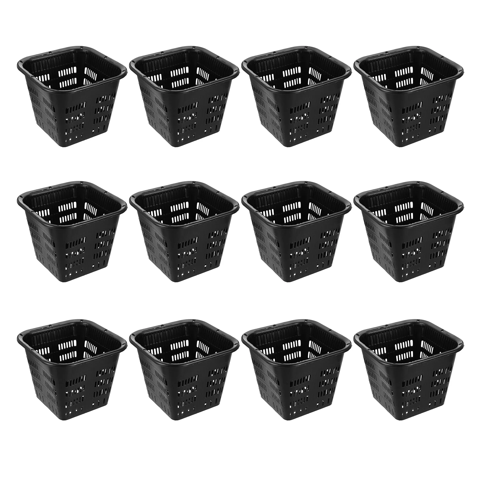 

12 Pcs Hydroponic Basin Black Flower Pot Garden Slotted Net Cups Pot Growing Pot Plastic Rooting Device