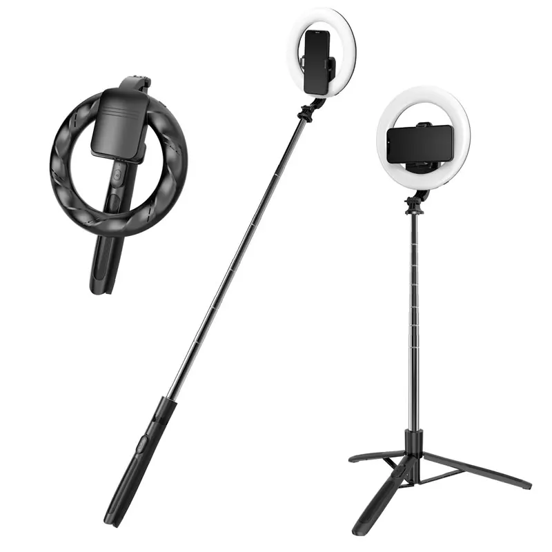 Enlarge Strbea Selfie Stick Foldable Mini Tripod With 8 Inch Ring Light 360 ° Rotation Smartphone Stand Holder For Makeup Live Streaming