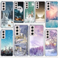 winter forest deer phone case coque for samsung galaxy s21 ultra 5g s20 fe s20 plus s10e s10 lite s8 s9 plus s7 cover funda capa