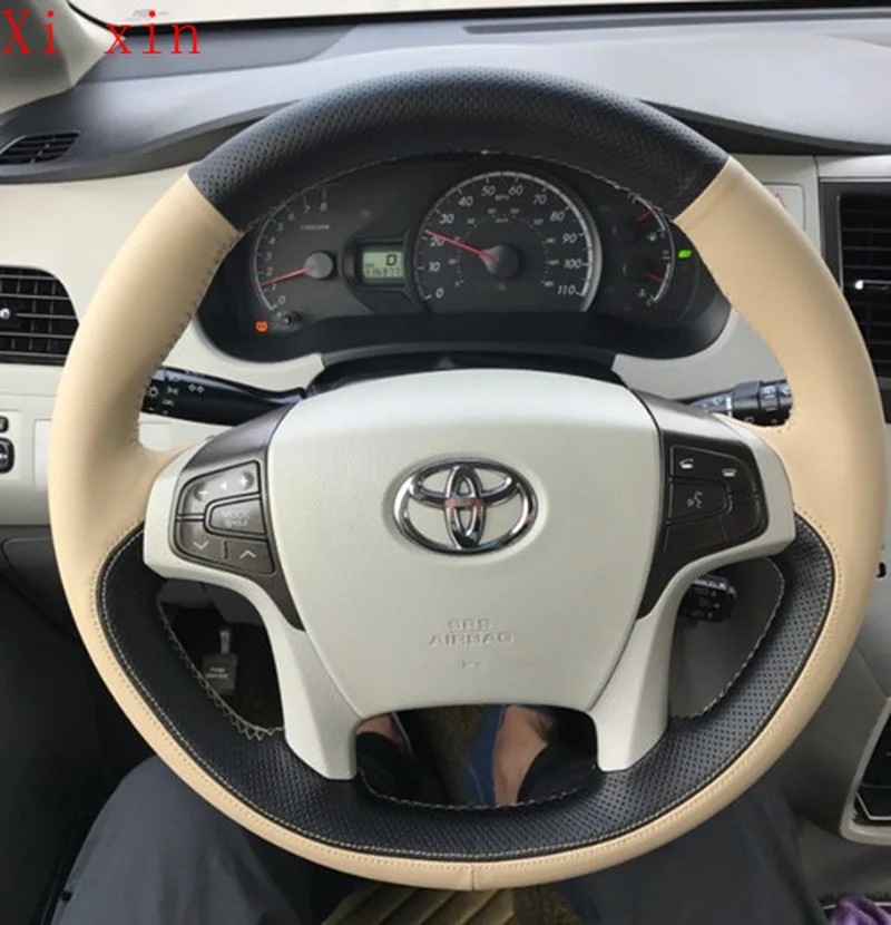 

For Toyota Sienna Highlander custom leather hand sewn steering wheel cover auto interior accessories
