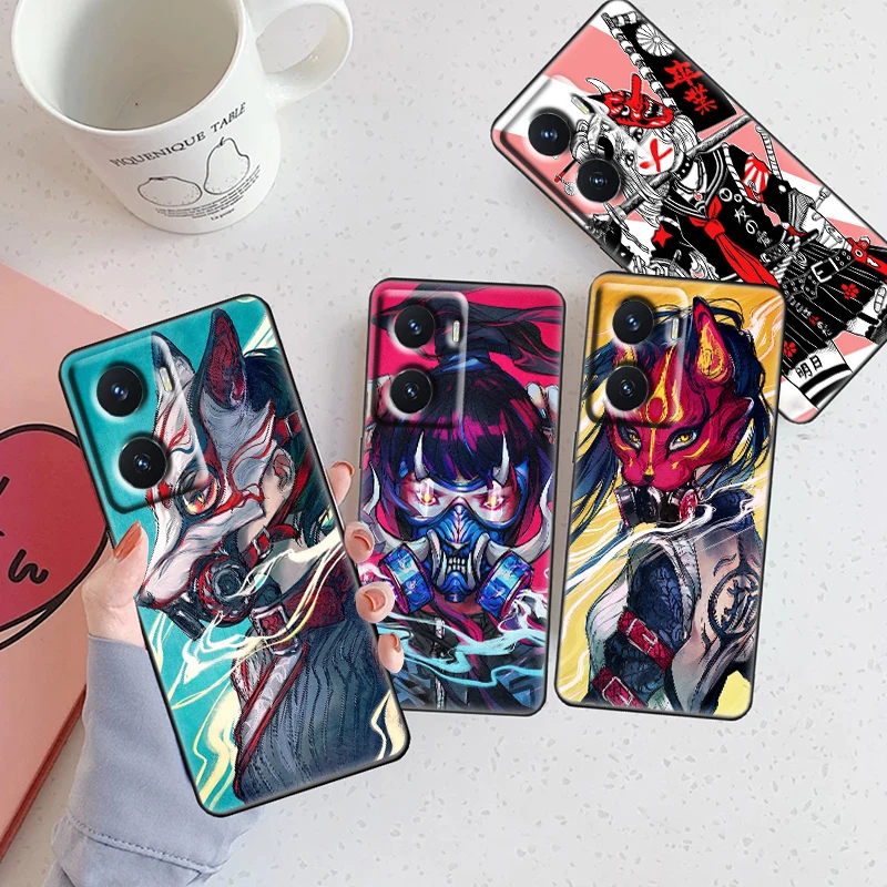 Аниме девушка Самурай для OPPO A74 A72 A53 Reno 7 6 5 4 2 Find X3 X2 Z Lite Neo Pro Plus SE черный телефон