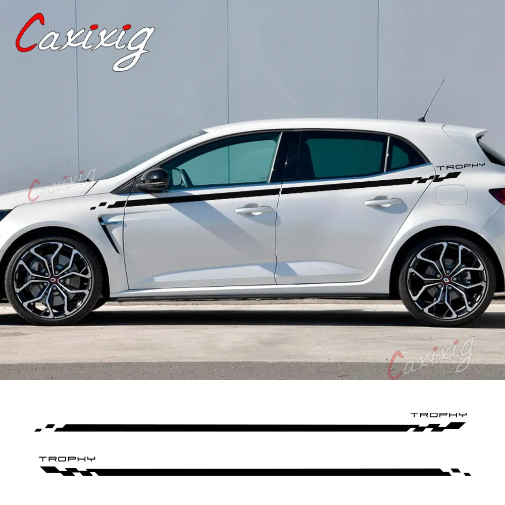 

2 шт., наклейки на дверь автомобиля Renault Megane 2 3 4 RS Grandtourer GT, аксессуары для тюнинга автомобиля, виниловая пленка для юбки, наклейки