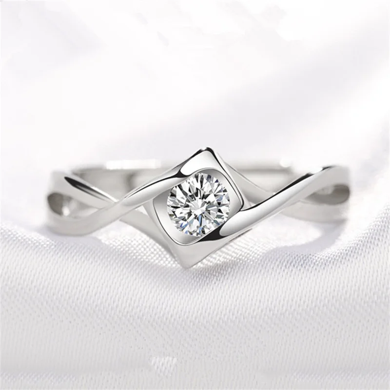 

Top Quality 925 Sterling Silver Ring Adjustable Finger Accessories Trendy Hollow Heart Crystal Ring Bridal Wedding Jewelry