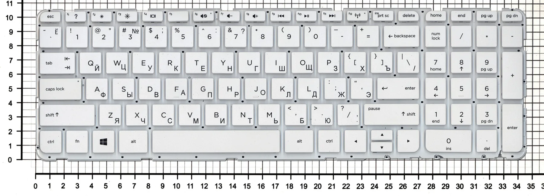 Клавиатура для HP Pavilion 17-e016sr белая без рамки