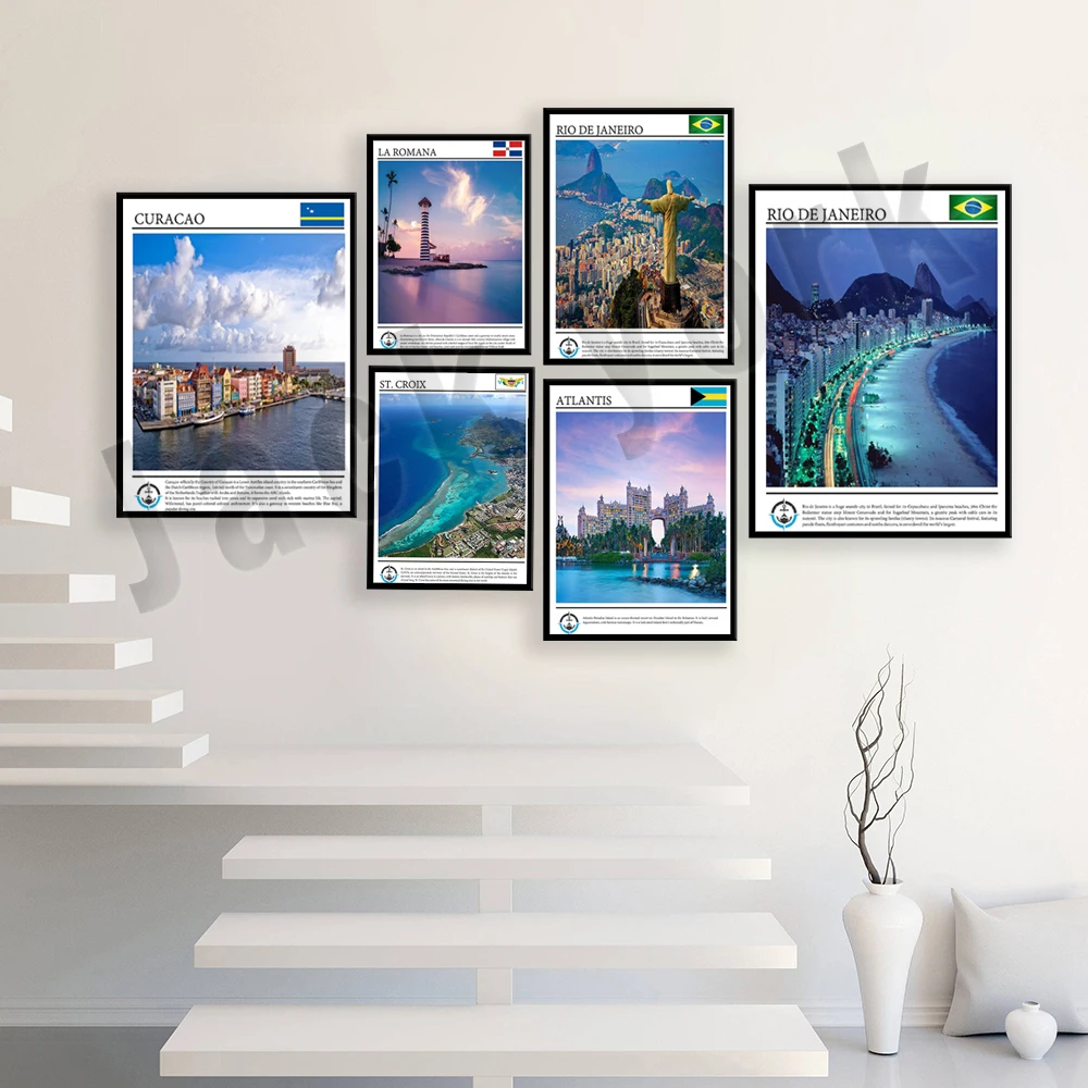 Доминиканская Республика-острова Каталина, Санта-Круа, Карибское море, Атлантис, Багамские Острова, Рио-де-Жанейро, постер для отпуска и путешествий, пляж