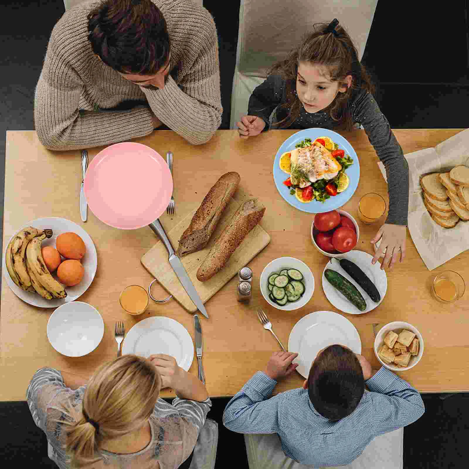 

4 Pcs Plate Food Serving Plates Round Dish Plastic Polypropylene (pp)