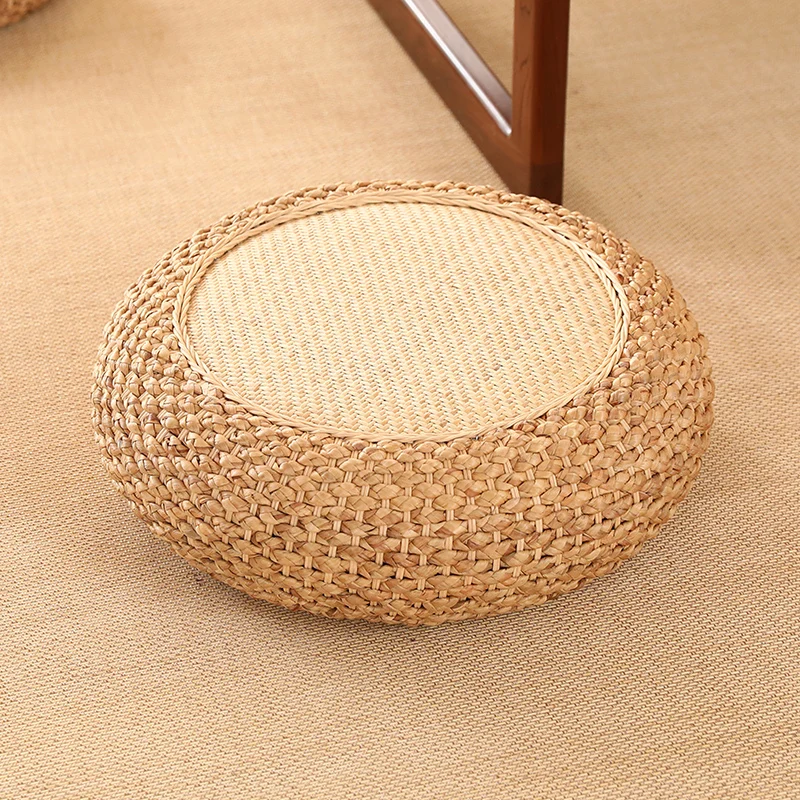 

Rattan Cushion Handmade Floor Seat Pouf Mat Hand Woven Knitted Straw Ottoman Footstool For Meditation Zen Yoga Practice