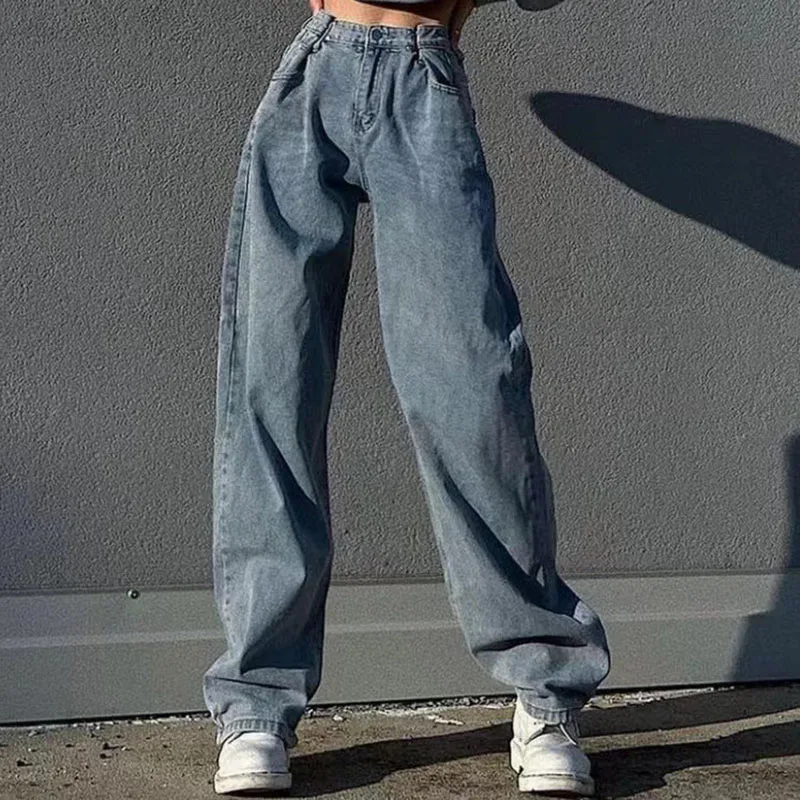 

Женские мешковатые джинсы с широкими штанинами, женские длинные штаны с высокой талией в стиле Харадзюку Y2K, штаны-карго в готическом стиле, брюки-шаровары в стиле панк, уличная одежда