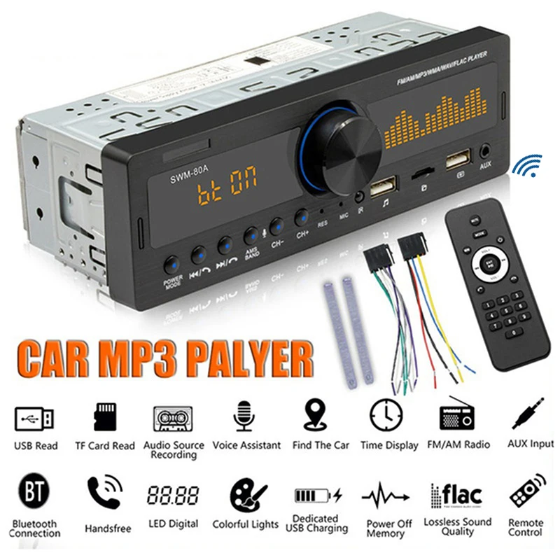 

Автомагнитола 1Din, Мультимедийный MP3-плеер с функцией громкой связи, FM, AM, аудио, 12 В, USB/SD/AUX вход, автомагнитола