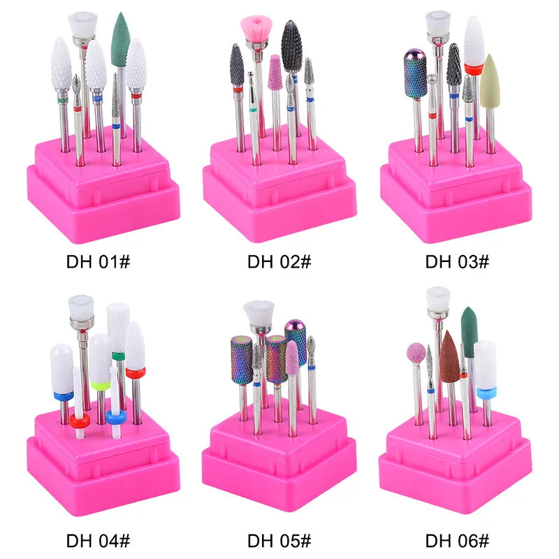 

7pcs Electric Nail Files Remove Gel Polish Grinding Head Brush Tools Pedicure Bit Manicure Nail Drill Bits Set Ceramic Tungsten