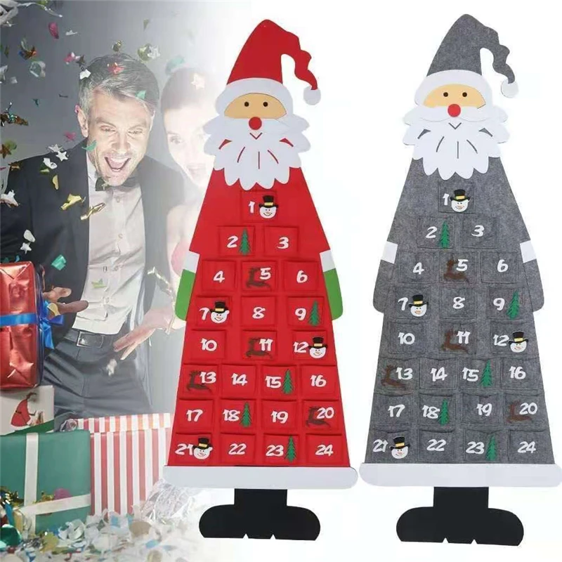 

Felt Christmas Tree Calendar Red Santa Claus Home Christmas Decorations Wall Pendants Children's Christmas Gifts Handicrafts