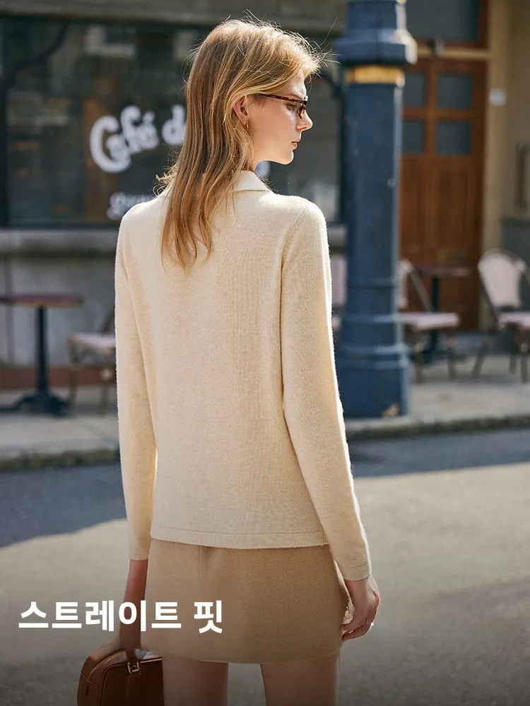 00% шерстяной воротник-поло контрастного цвета вязаный женский маленький топ с