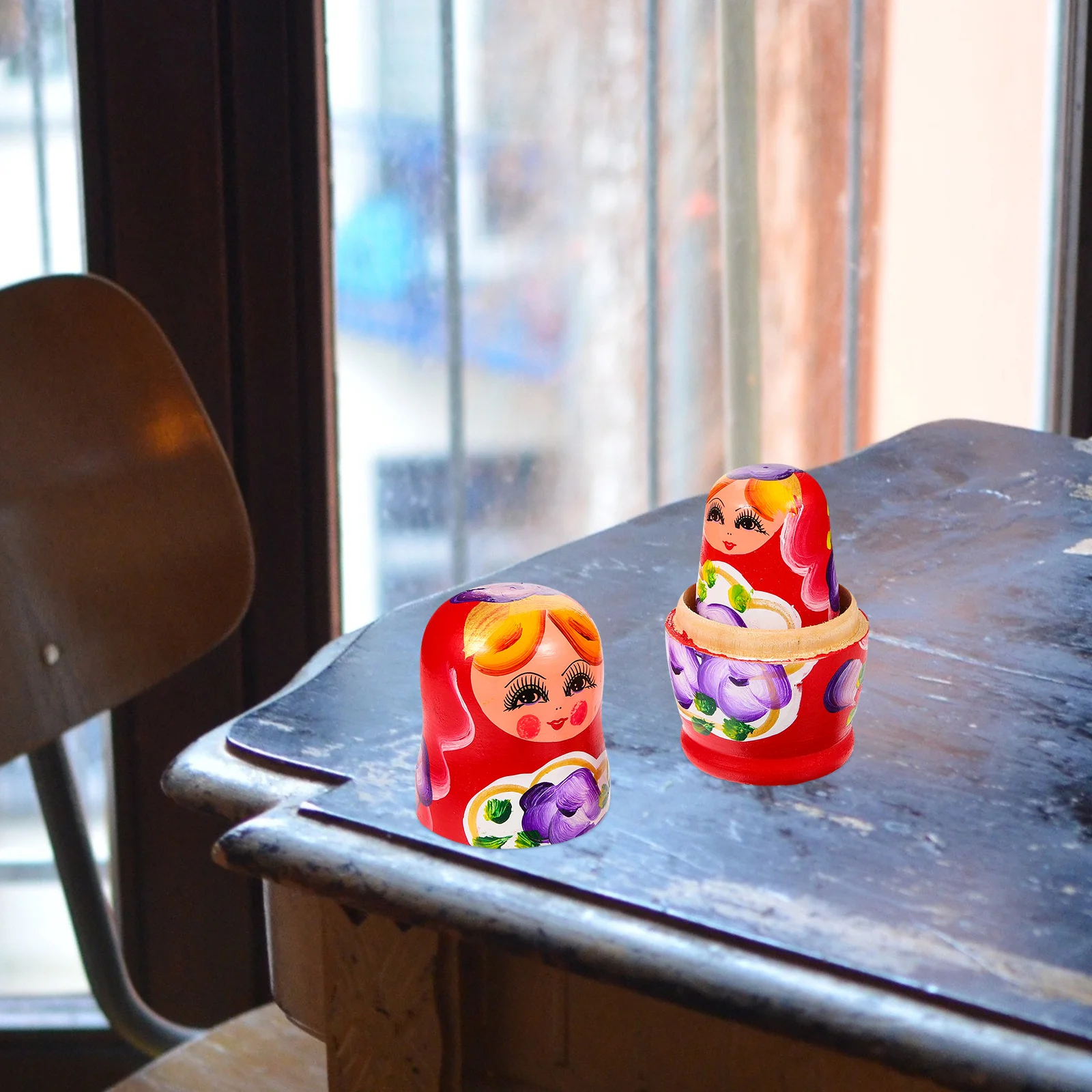 

Matryoshka Toys Wood Nesting Color Painted Russian Manual Kids Gift Wooden Style Baby Child