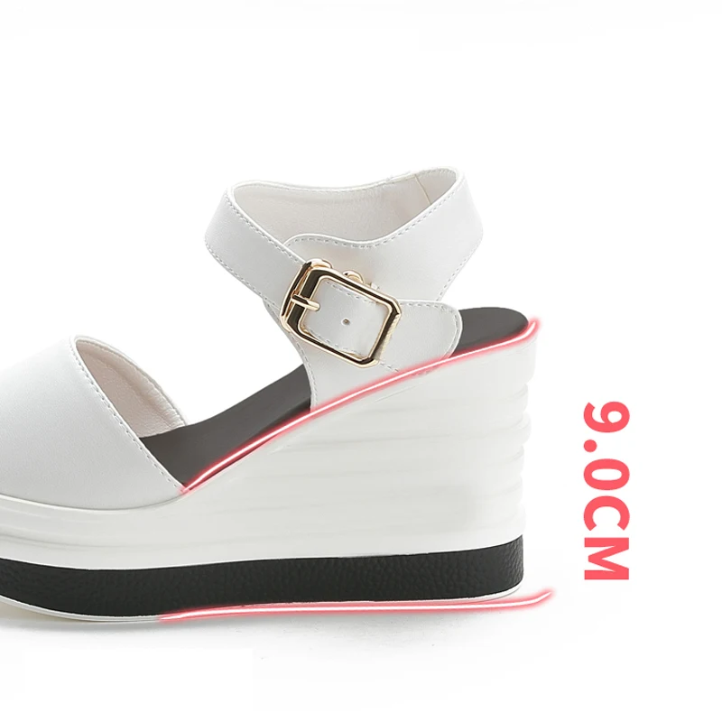 Fashion Women Sandals Height Increasing Genuine Leather Female Sandals Buckle Summer Back Strap Casual Shoes Free Shipping 2023