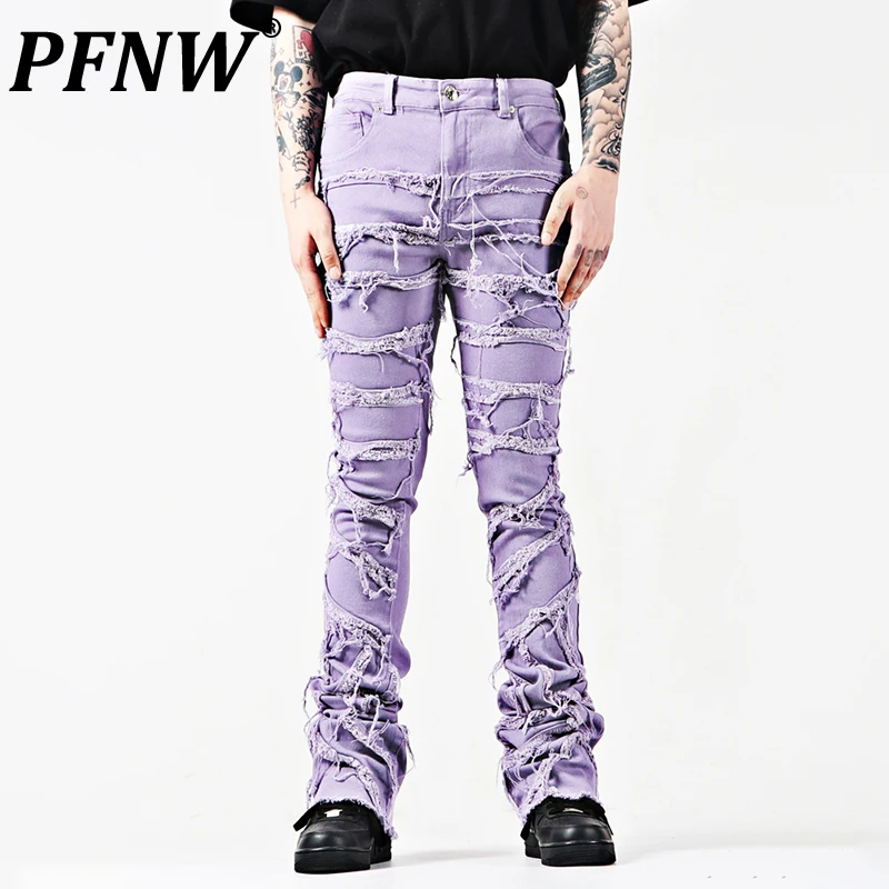 

Мужские демисезонные джинсы PFNW в стиле хип-хоп, изношенные разборные винтажные сверхпрочные расклешенные брюки из денима 12A9809