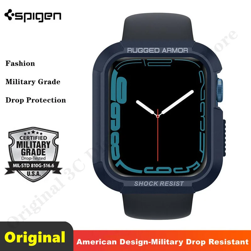 

Original Spigen [ Rugged Armor ] TPU Watch Cover Silicone Case For Apple Watch 7 Case 6 5 4 SE 40mm /41mm /44mm /45mm Slim Case