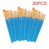 30pcs art paint brushes set round pointed tip nylon hair for acrylic oil watercolor body nail face painting adult kids drawing