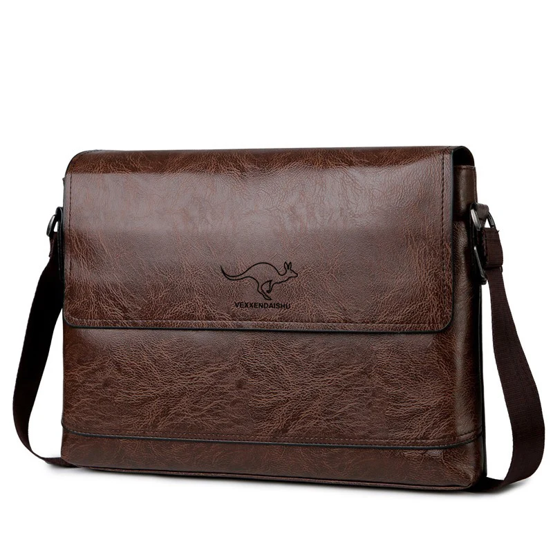 

Kangaroo Luxury Brand Men Sling Bag Leather Side Shoulder Bag For Men Husband Gift Business Messenger Crossbody Bag Male Handbag