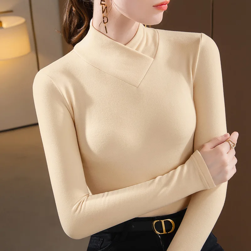 

High Quality 2023 Women T-shirt Keep Warm Design Female Autumn Winter Sexy Crop Top Clothes Casual Fashion Blouses Grace Meeting