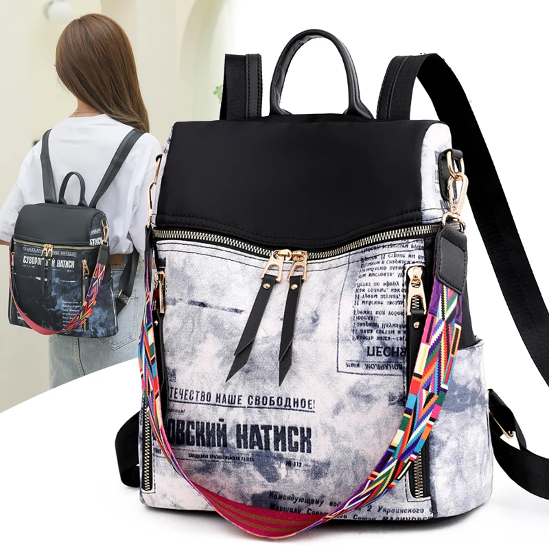 

Kavard Travelling Bags Backpack Women High Quality Oxford Convert Bagpack Large Letter Print Backpacks Purse