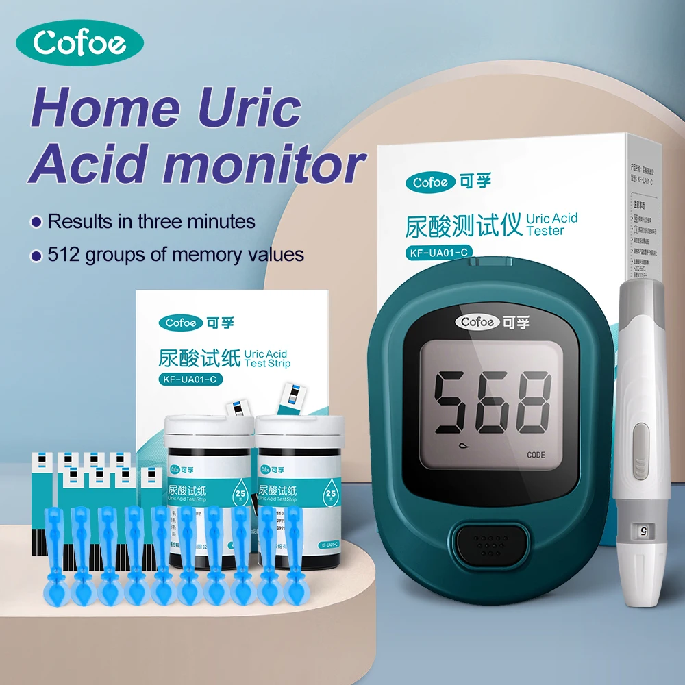 

Cofoe Uric Acid Monitor With 50/100 Test Strips Lancets Home or Medical Use To Measure Uric Acid Gout To Prevent High Uric Acid