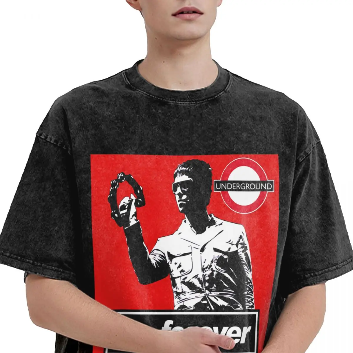 Футболка O-Oasis Live Forever вареная Мужская хлопковая Эстетическая рубашка оверсайз