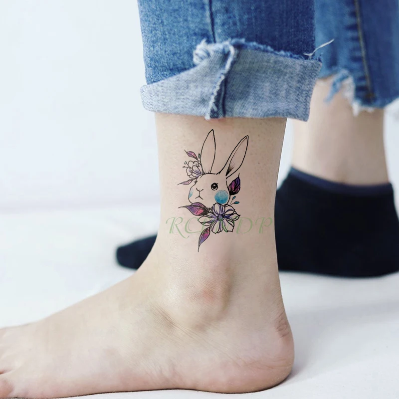 

Waterproof Temporary Tattoo Sticker Lovely Rabbit Leaf Tatto Stickers Flash Tatoo Fake Tattoos for Kids Men Women child