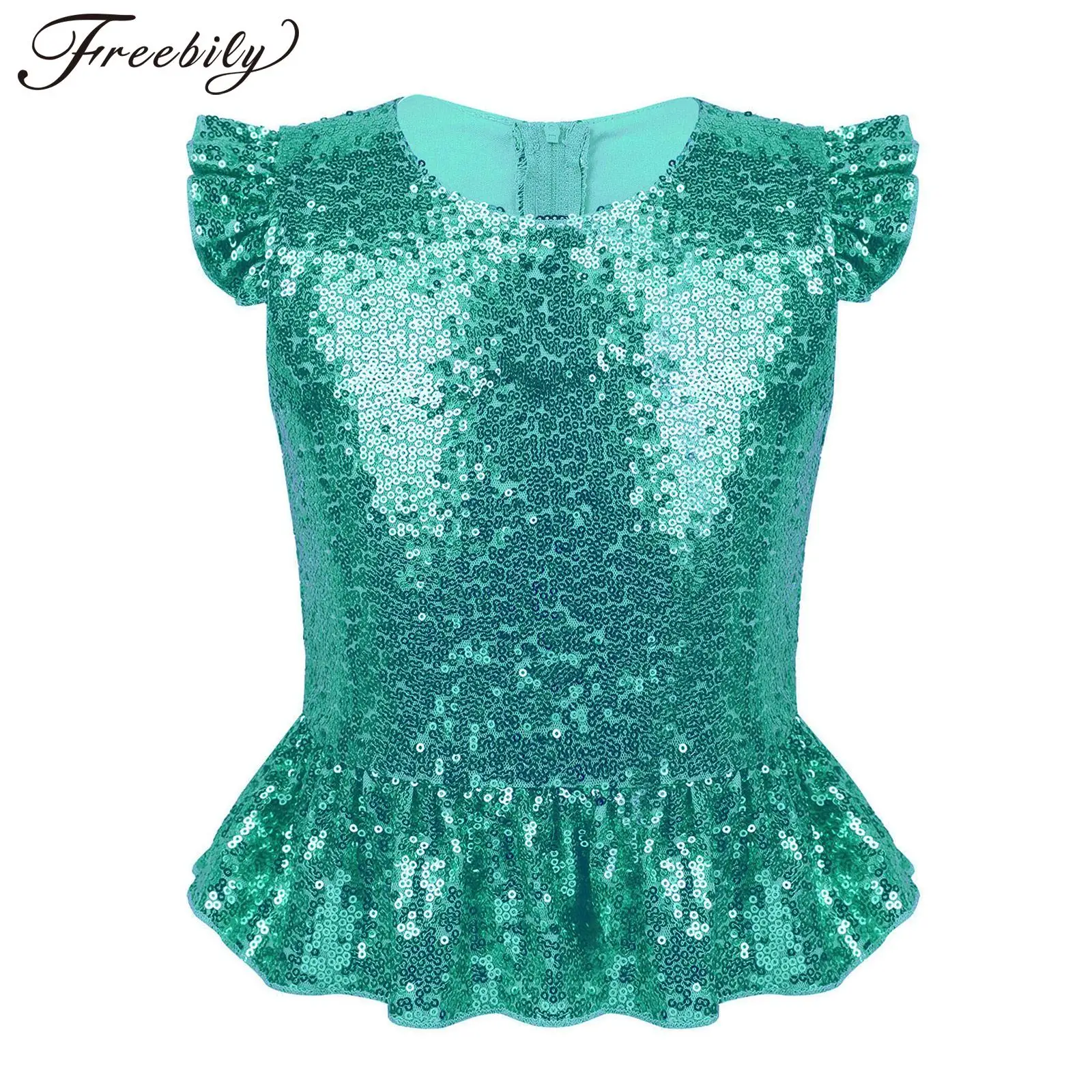 Детские топы русалки для девочек, блестящие танцевальные костюмы для выступлений на карнавал и день рождения, костюм для косплея на Хеллоуин