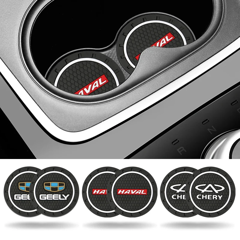 

2PCS Car Coasters Water Cup Bottle Holder Anti-slip Pad Silica Gel Mat Interior Accessories For BMW Benz Volkswagen Skoda Lexus