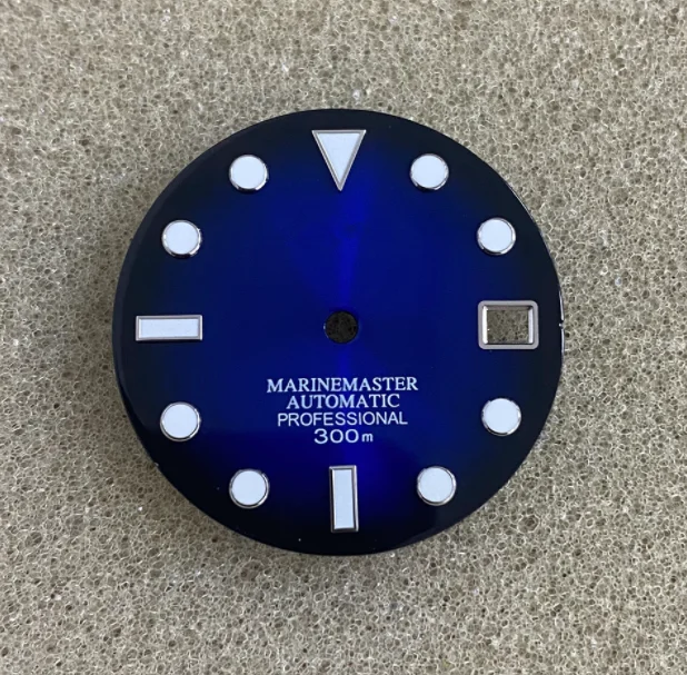 

28.5mm Green Luminous Single Date Blue Watch Dial with S Logo for NH35 Movement
