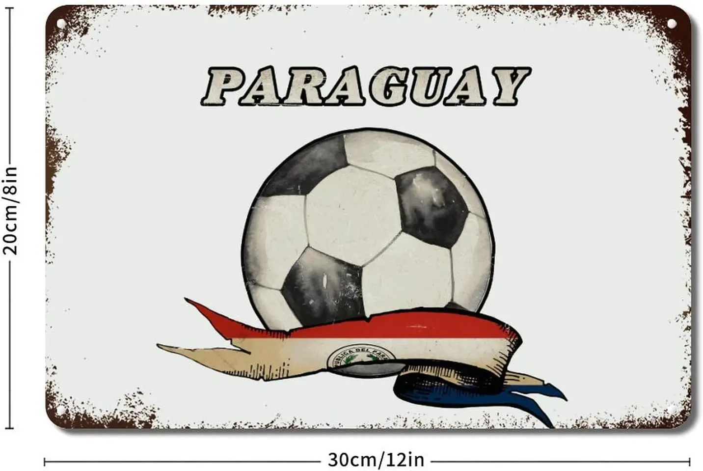 Металлический настенный знак с флагом Парагеи Флаг винтажным футбольным