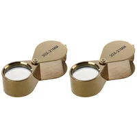 2pcs 30x 21mm jewelry magnifying glass loupe magnifier golden