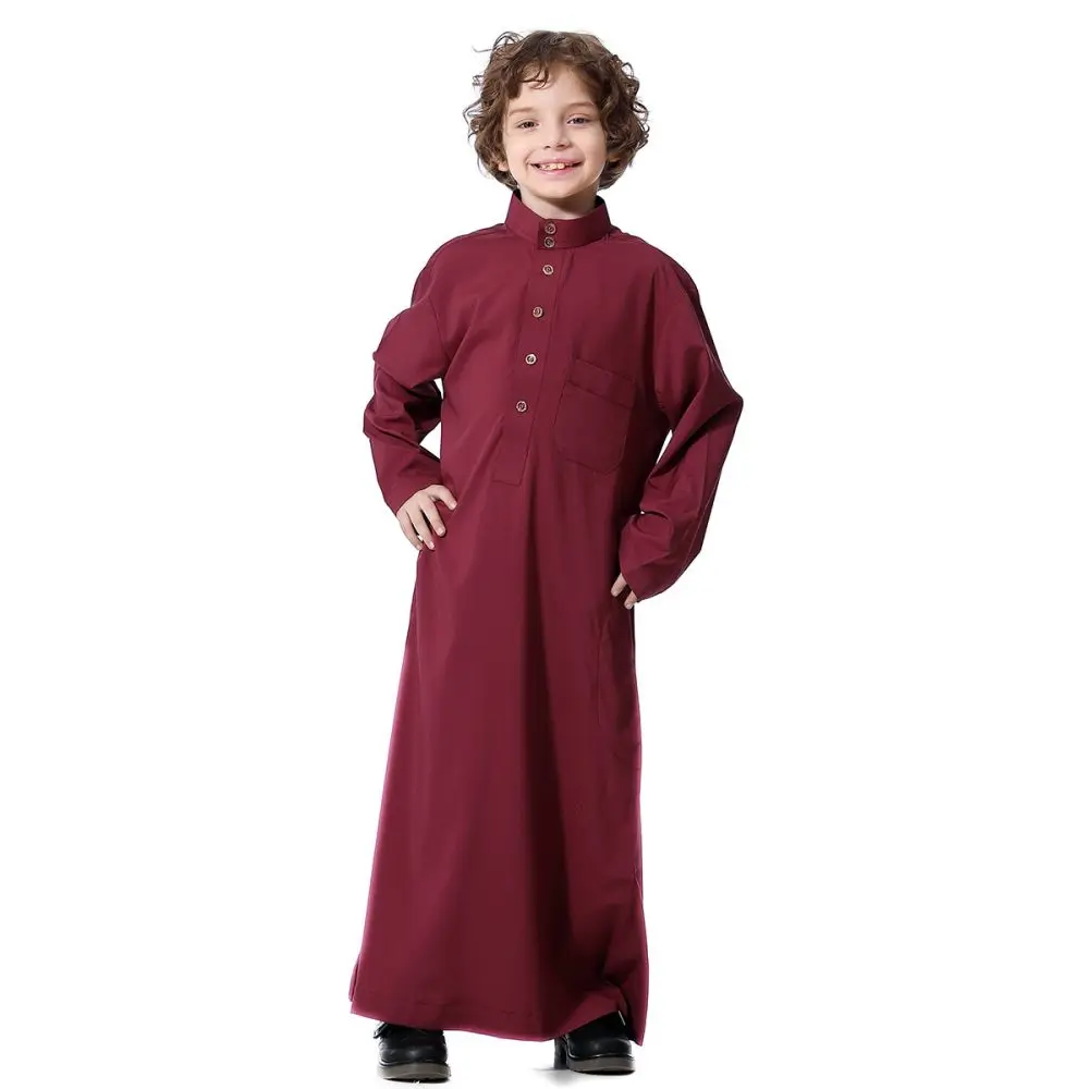 2023 New Children Robe Long Sleeves Teenager Muslim Clothing Boys Kaftan Islamic Middle East Arab Jubba Thobe Seasons