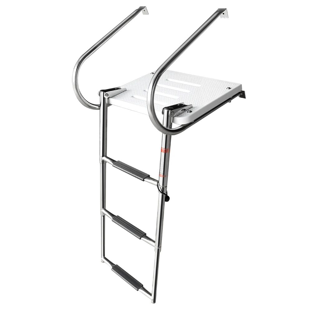 Boat Accessories Marine  S.S Boarding Stainless Steel Polished Ladder With ABS Swim Platform Dual Handrails