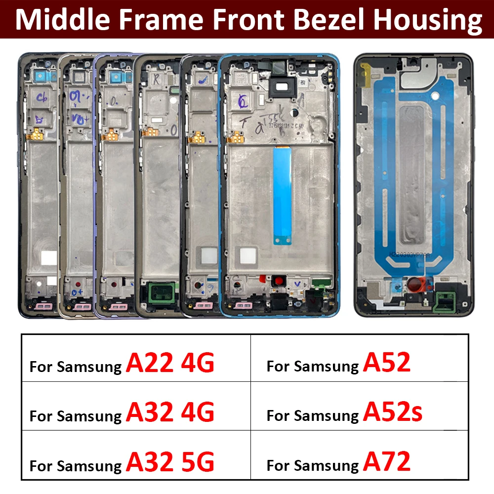 Средняя рамка для Samsung A22 A32 A52 A72 A52s 4G фоторамка передняя Корпус запасные части