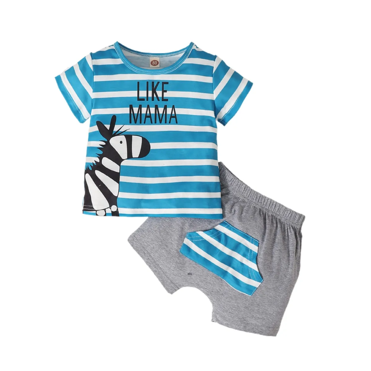 

Baby Boy Set Fashion Zebra Print Short Sleeved T Shirt Camouflage Pants Two Piece Set Fashion Kid Sport Suit Casual Infant Kids