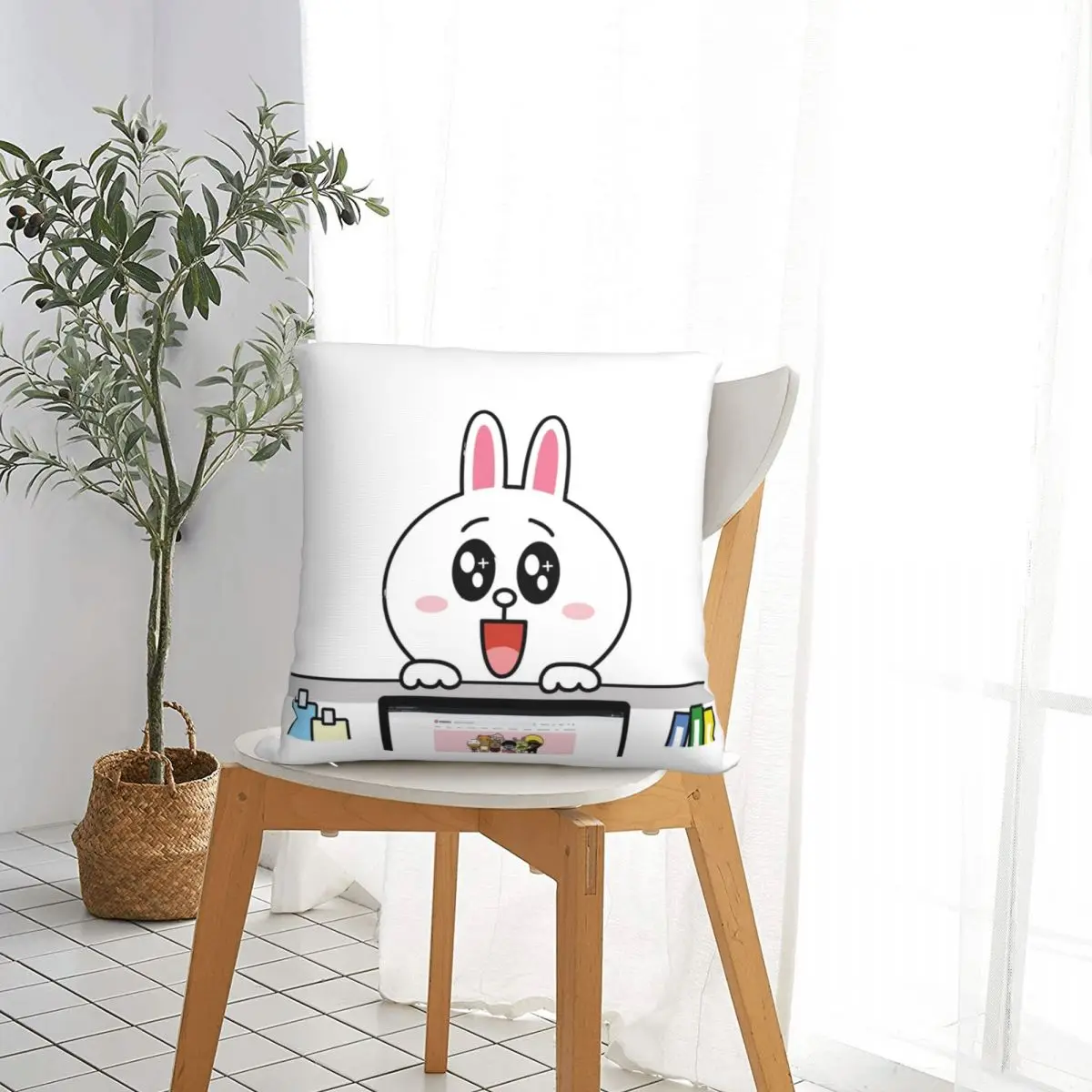 Brown And Friends Workplace (Cony Bunny) Pillowcase Pillow Case Cushion Cover Home Sofa Car Decorative Throw Pillowcases |
