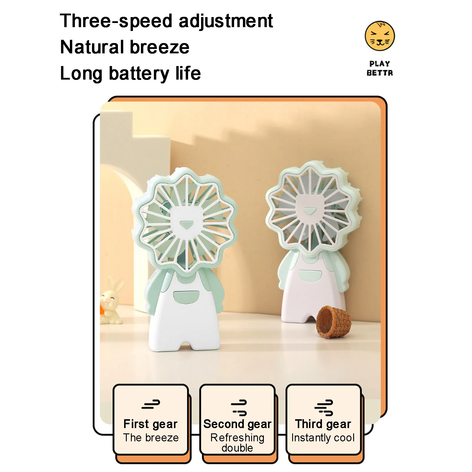 Милый ручной мини-вентилятор в форме льва дизайн маленький Персональный