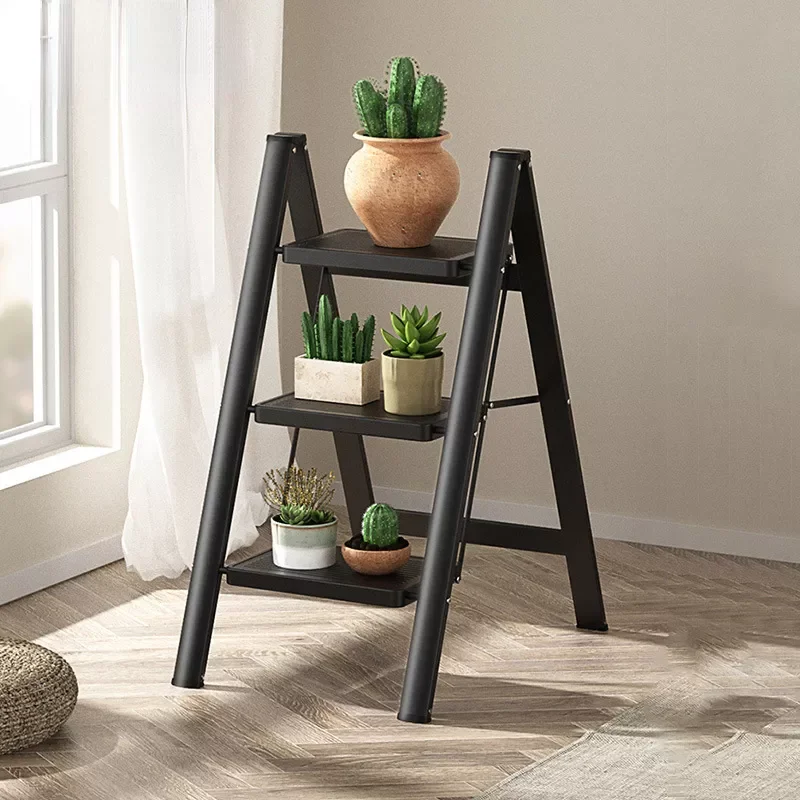 

NEW2023 Multifunctional Folding Ladder Aluminum Alloy High Stools Kitchen Load-bearing 300kg Step Ladder Chair Widen 3 Step Ladd