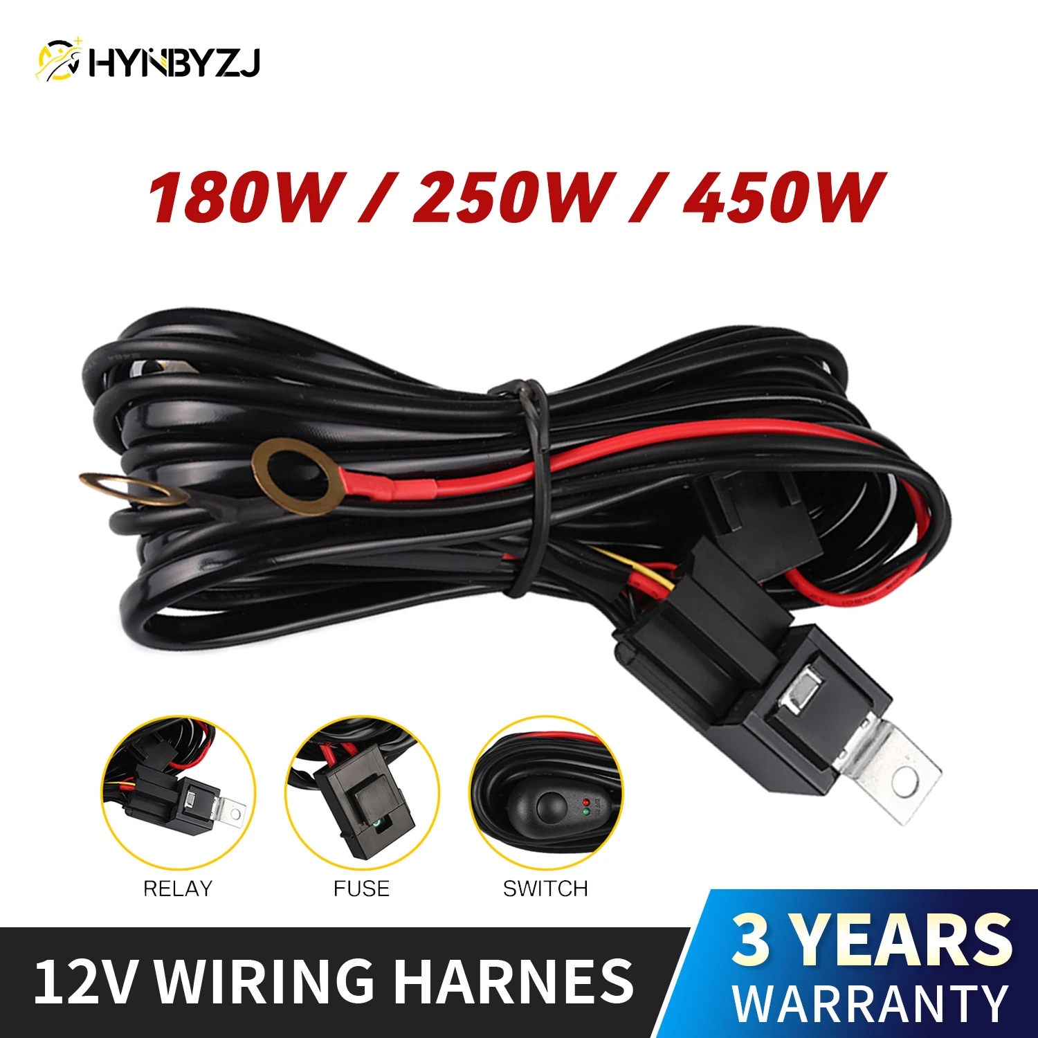 

Светодиодная панель рабосветильник HYNBYZJ Car 1 2 Lead 12V 40A, 2,5 м, жгут проводов, комплект кабелей для вождения внедорожника, Светодиодная панель ра...