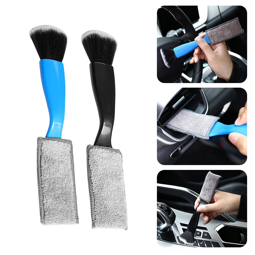 

Car Cleaning Brush Dual-Head Detailing Brush Auto Cleaning Kit Tool for Wheel Air Vent Interior Exterior Leather Car Accessories