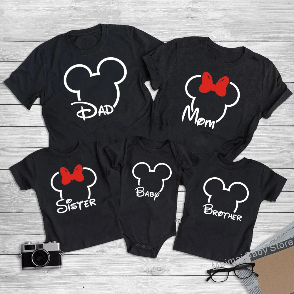 

Family Matching T-shirt Mouse Head TShirt Cartoon Dad Mom Brother Sister Tees Baby Rompers Family Trip Outfits Top Tee