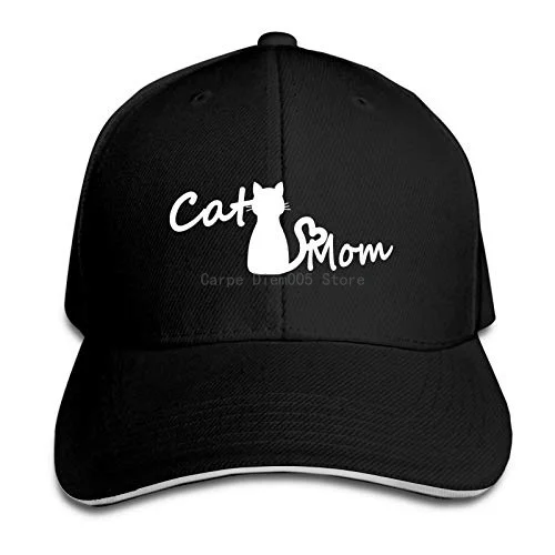 

Cat Mom Baseball Cap Adjustable Snapback Trucker Hat Dad Cap for Women Men Black