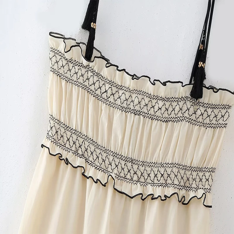 Koekop женское модное сетчатое платье с кисточками в винтажном стиле